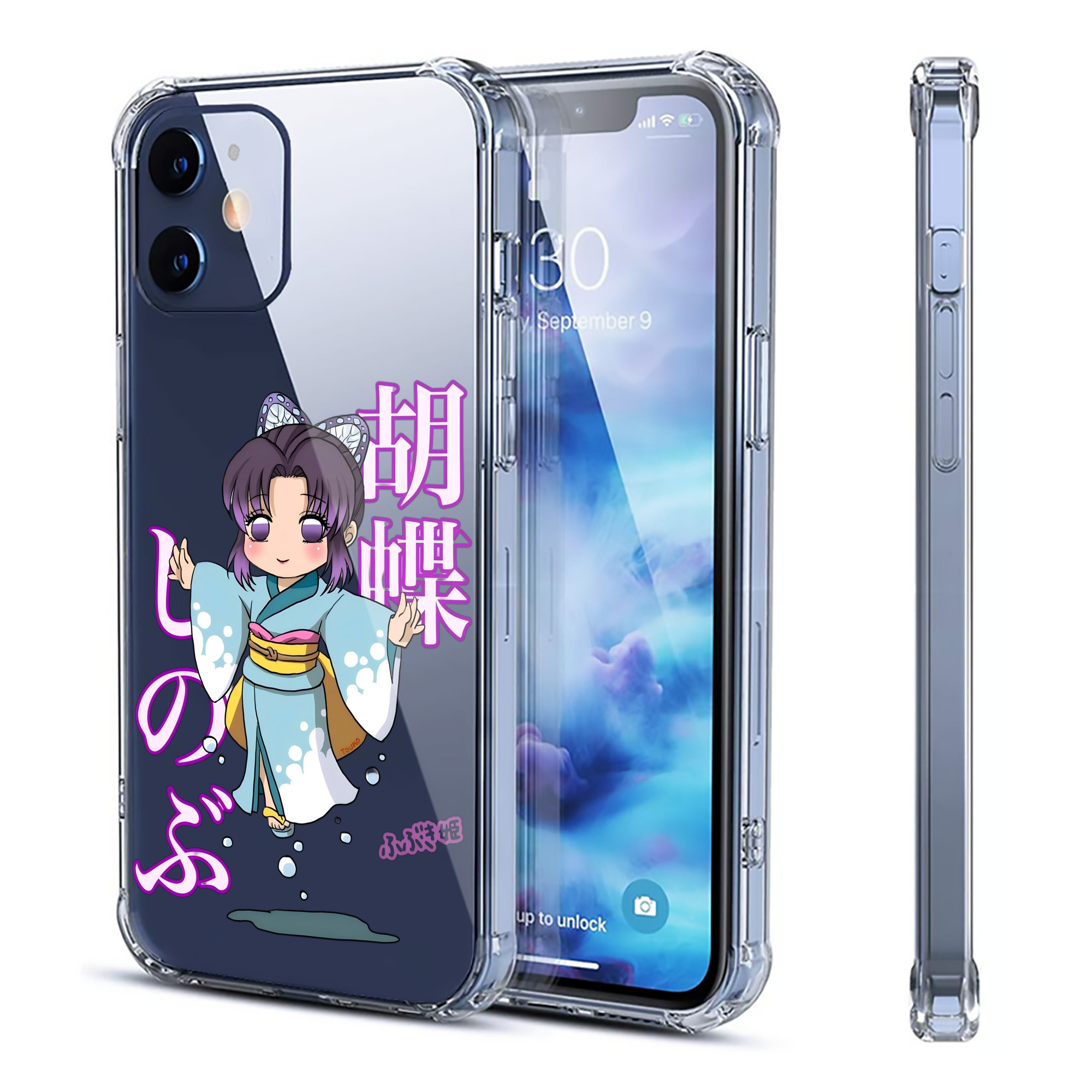 （画像用） 鬼滅の刃（きめつのやいば）蟲柱-胡蝶 しのぶ／こちょう しのぶ Kochou Shinobu 【iPhone 12シリーズ対応】透明スマホケース（クリアソフトケース）